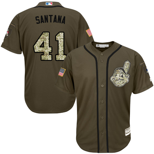 Indians #41 Carlos Santana Green Salute to Service Stitched Youth MLB Jersey